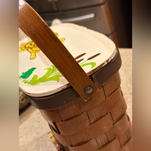 Vintage 1960's 70's Boho Chic Hand Painted & Decorated Lined Basket/Tote. - Picture 10 of 14